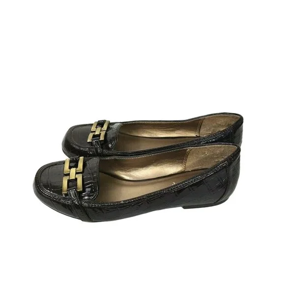 Cato Slip-on Flats Loafers Women Size 9 M Brown Embossed Croc Print - Picture 2 of 7